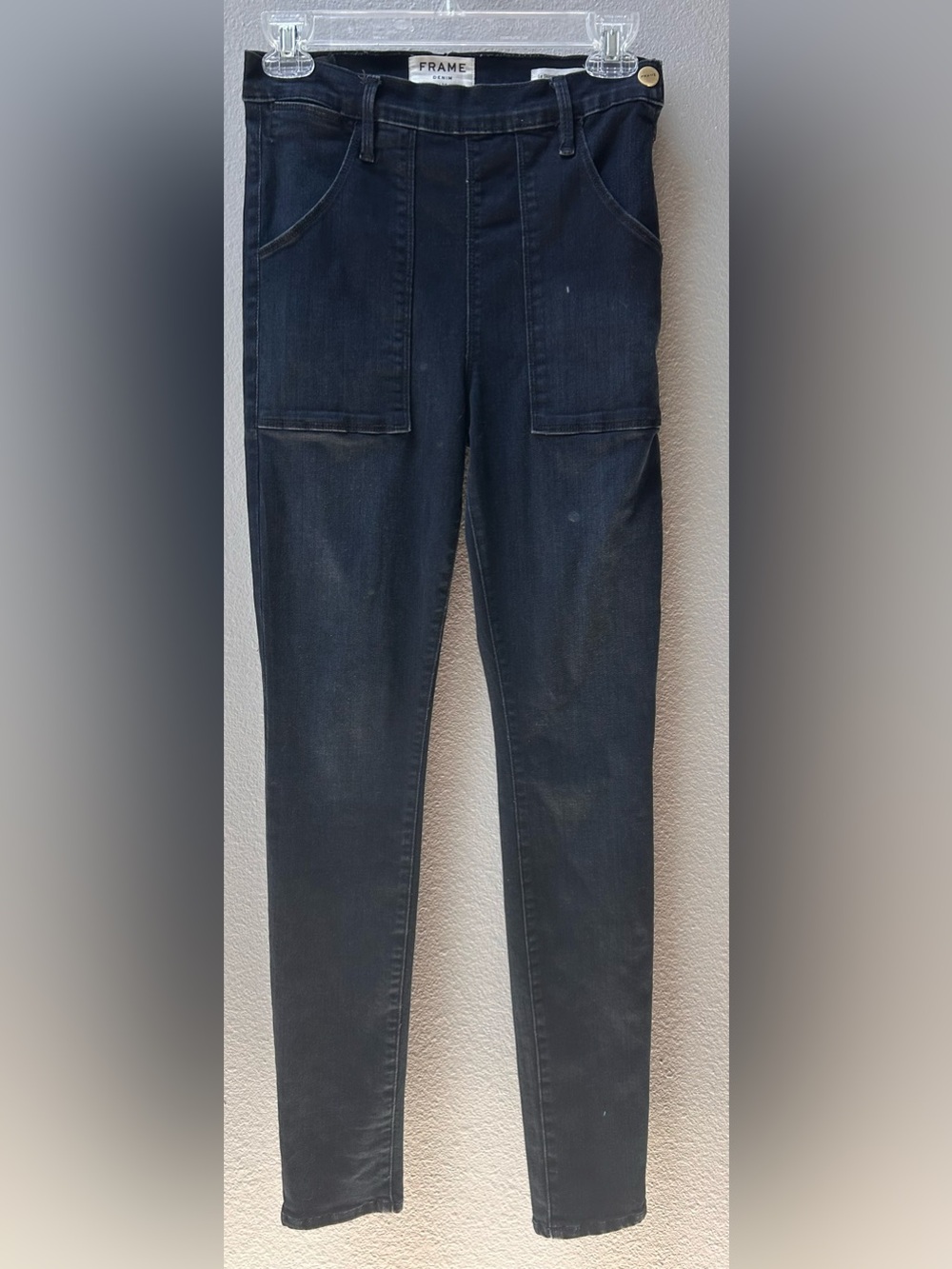 FRAME Le Skinny de Francoise Abbey Road Dark Wash Utility Pocket Skinny Jeans 27